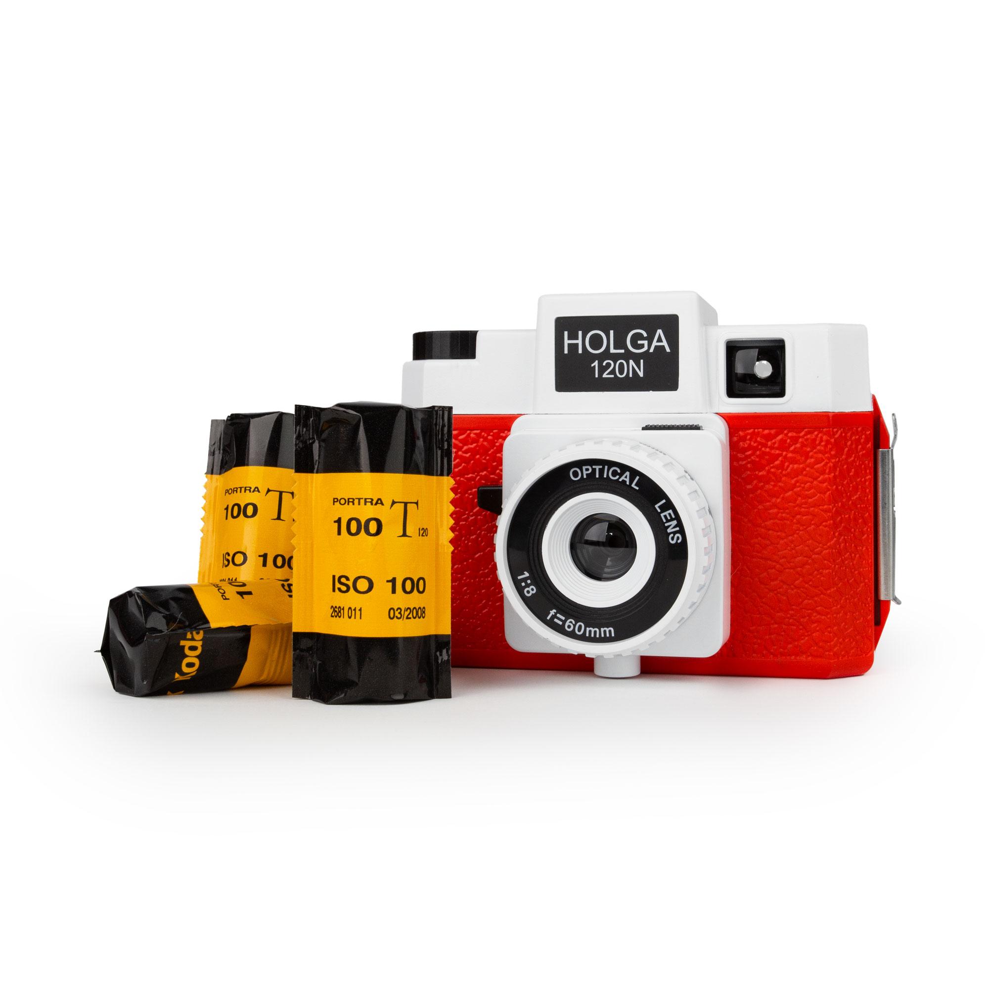 Kit caméra HOLGA 120 N pour film 120 rouleaux blanc/rouge 3x Portra 100T