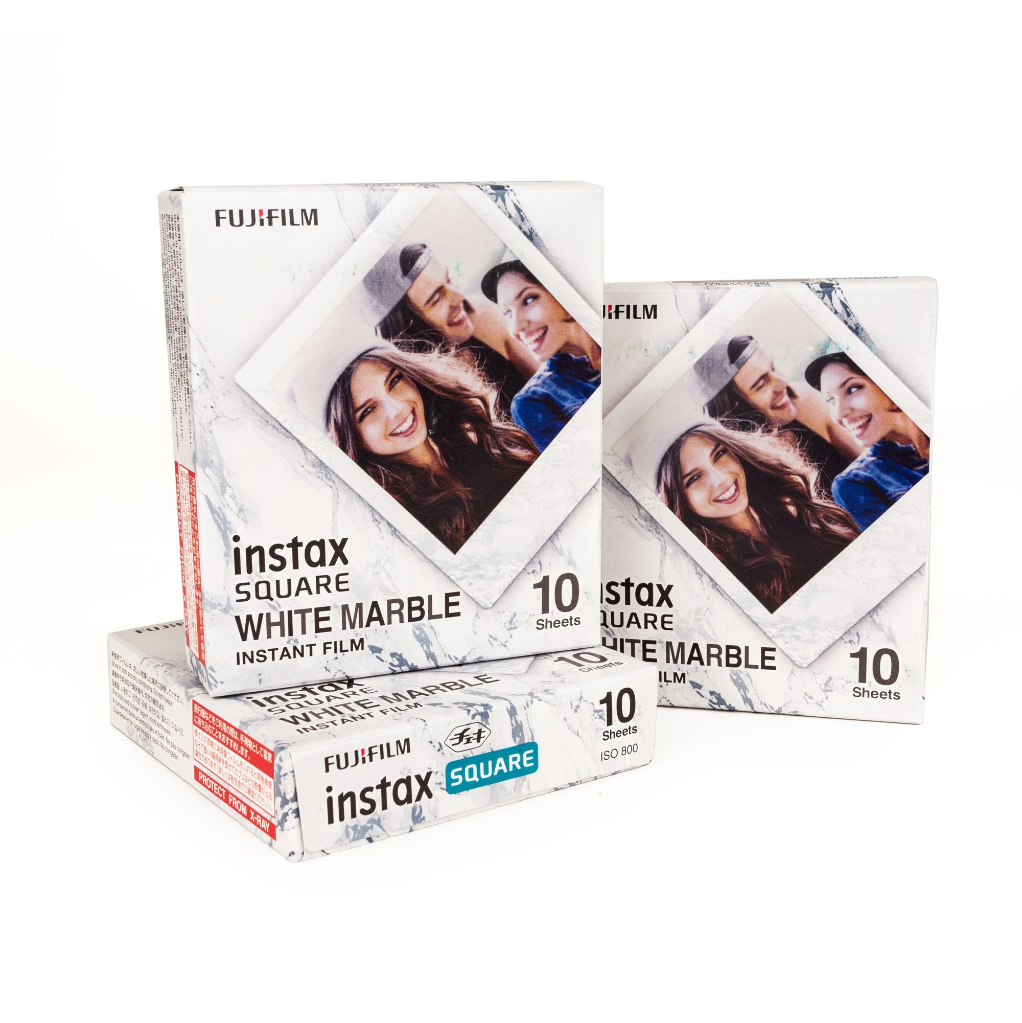 3x Fuji Instax Square White Marble Film 10 Blatt